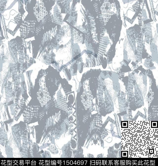 几何大牌风香云纱数码印花华亿平台下载（图片编号: 1504697） - 瓦栏（Walan）