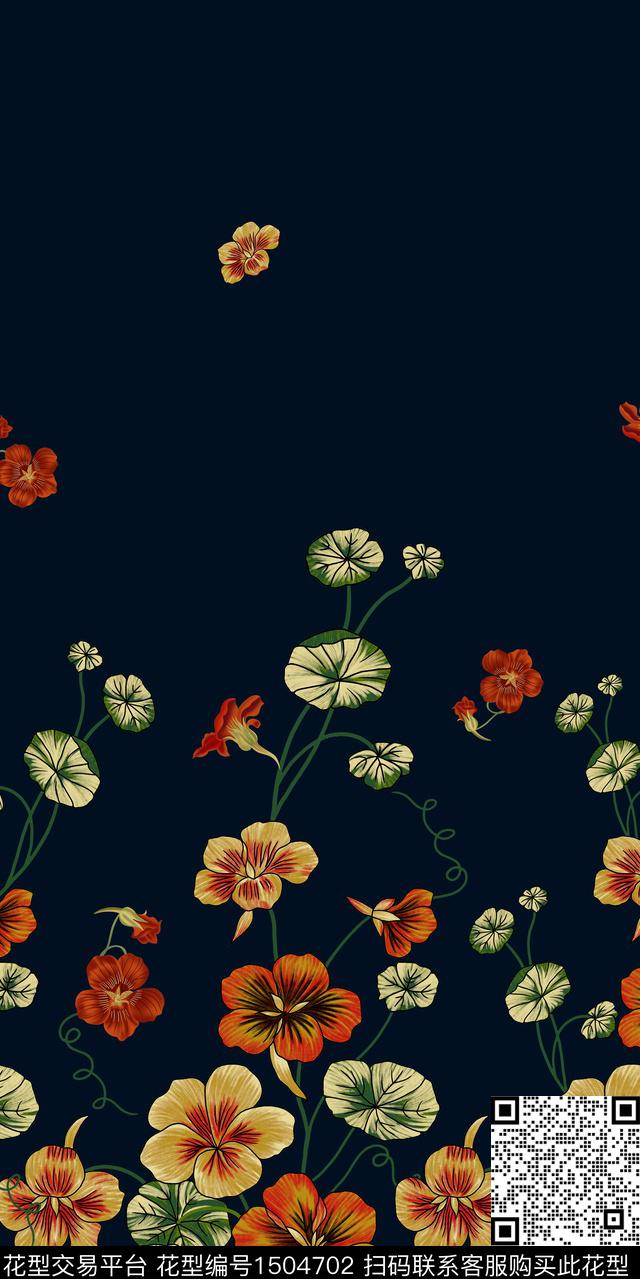 定位花花卉大牌风数码印花华亿平台下载（图片编号: 1504702） - 瓦栏（Walan）