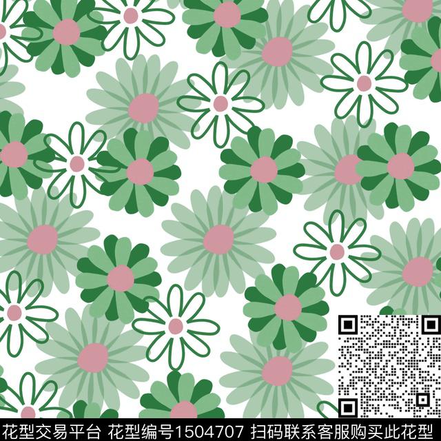 花卉小清新小雏菊数码印花华亿平台下载（图片编号: 1504707） - 瓦栏（Walan）