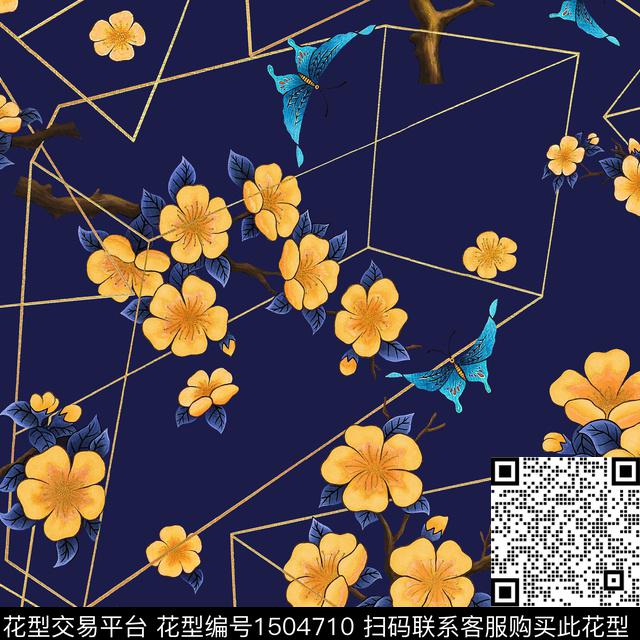 梅花香云纱真丝数码印花华亿平台下载（图片编号: 1504710） - 瓦栏（Walan）