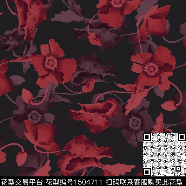 香云纱真丝深色系数码印花华亿平台下载（图片编号: 1504711） - 瓦栏（Walan）