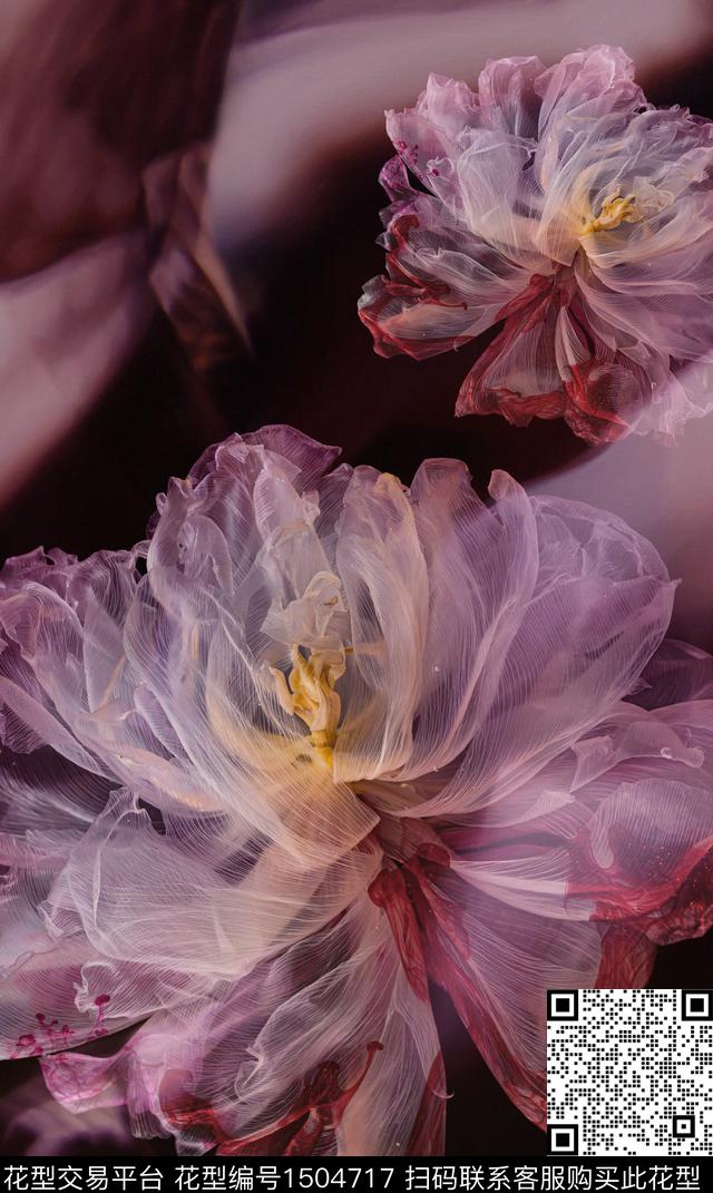 香云纱真丝牡丹数码印花华亿平台下载（图片编号: 1504717） - 瓦栏（Walan）