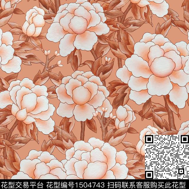 香云纱真丝牡丹数码印花华亿平台下载（图片编号: 1504743） - 瓦栏（Walan）