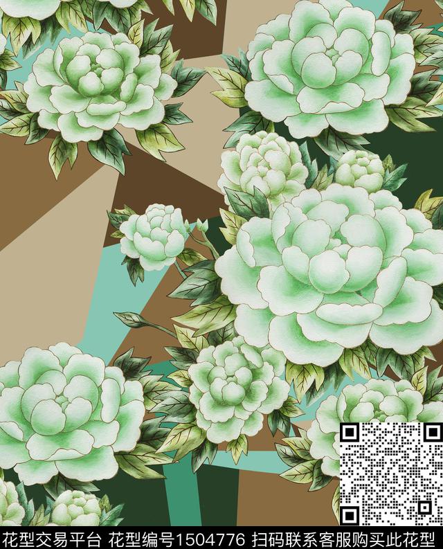 几何香云纱真丝数码印花华亿平台下载（图片编号: 1504776） - 瓦栏（Walan）