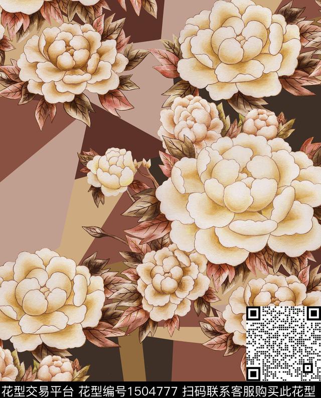 几何香云纱真丝数码印花华亿平台下载（图片编号: 1504777） - 瓦栏（Walan）