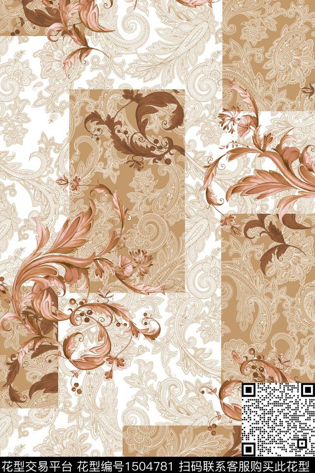 佩斯利大牌风真丝数码印花华亿平台下载（图片编号: 1504781） - 瓦栏（Walan）