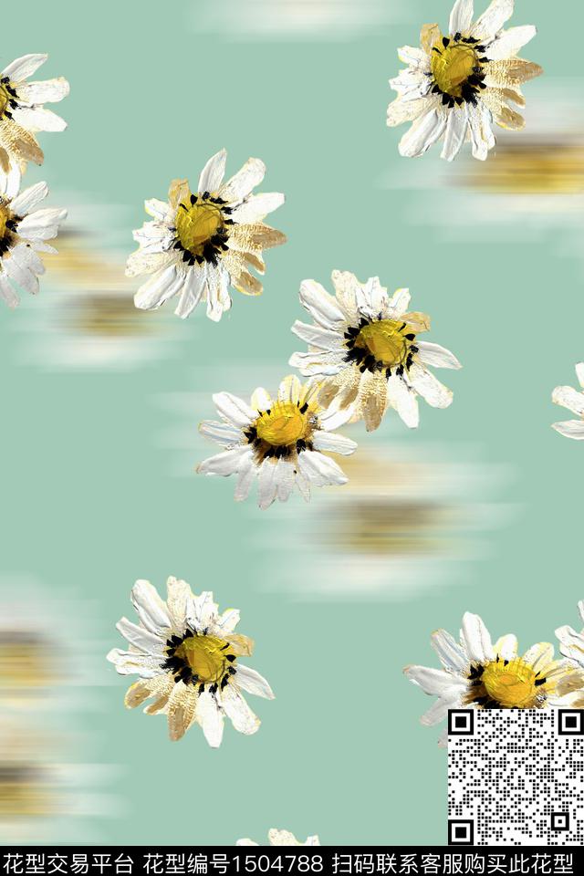 花卉小清新真丝数码印花华亿平台下载（图片编号: 1504788） - 瓦栏（Walan）