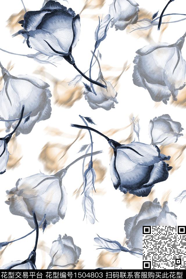 水彩绿植树叶简约数码印花华亿平台下载（图片编号: 1504803） - 瓦栏（Walan）