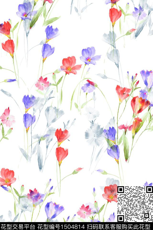 花卉大牌风小清新数码印花华亿平台下载（图片编号: 1504814） - 瓦栏（Walan）