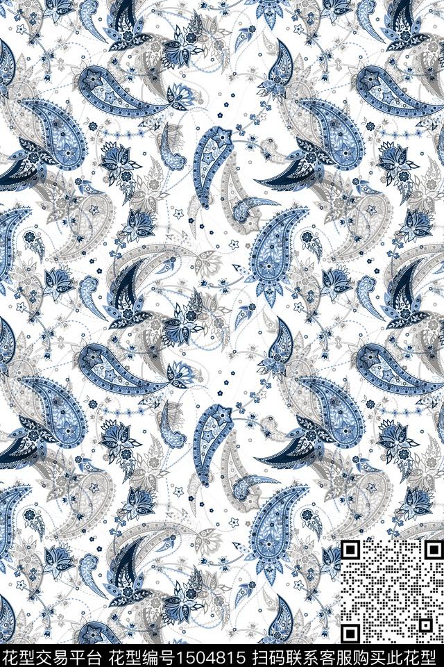 佩斯利民族风大牌风数码印花华亿平台下载（图片编号: 1504815） - 瓦栏（Walan）