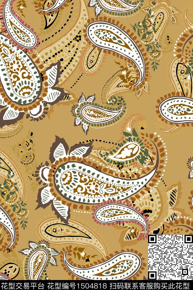 佩斯利民族风大牌风数码印花华亿平台下载（图片编号: 1504818） - 瓦栏（Walan）