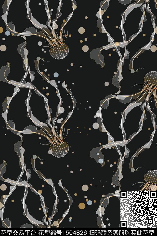 黑底花卉大牌风水母数码印花华亿平台下载（图片编号: 1504826） - 瓦栏（Walan）