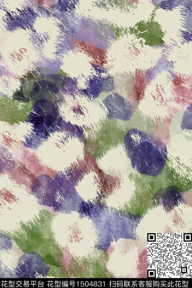 水彩肌理抽象花卉传统印花华亿平台下载（图片编号: 1504831） - 瓦栏（Walan）