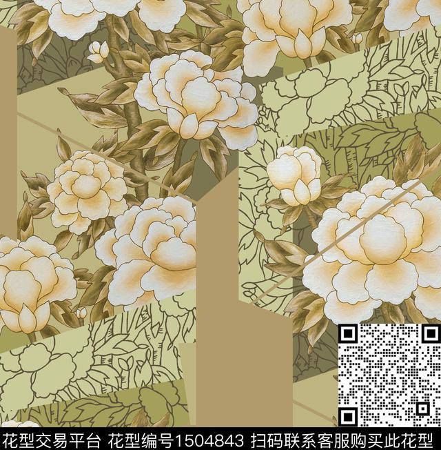 香云纱真丝牡丹数码印花华亿平台下载（图片编号: 1504843） - 瓦栏（Walan）