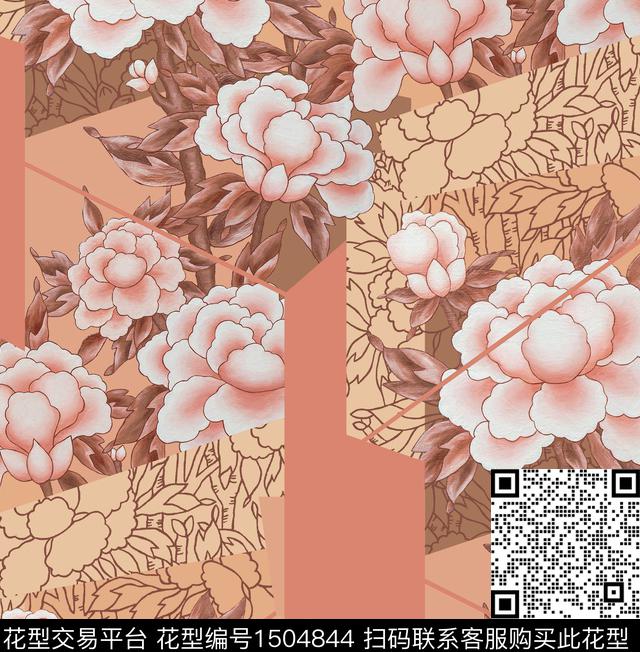 香云纱真丝牡丹数码印花华亿平台下载（图片编号: 1504844） - 瓦栏（Walan）