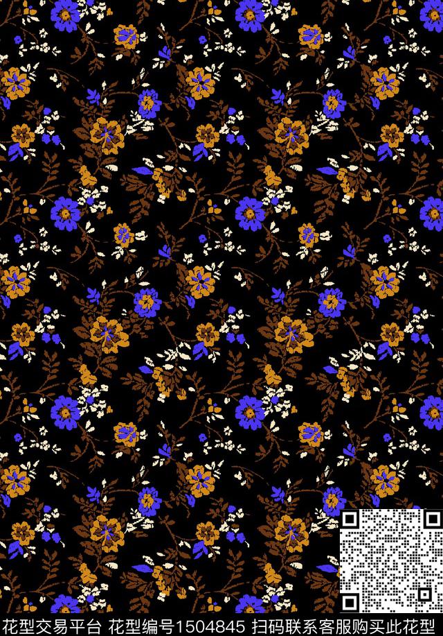 花卉小碎花秋冬华亿平台数码印花华亿平台下载（图片编号: 1504845） - 瓦栏（Walan）