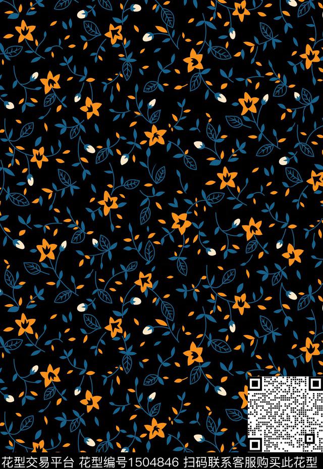 花卉小碎花秋冬华亿平台数码印花华亿平台下载（图片编号: 1504846） - 瓦栏（Walan）