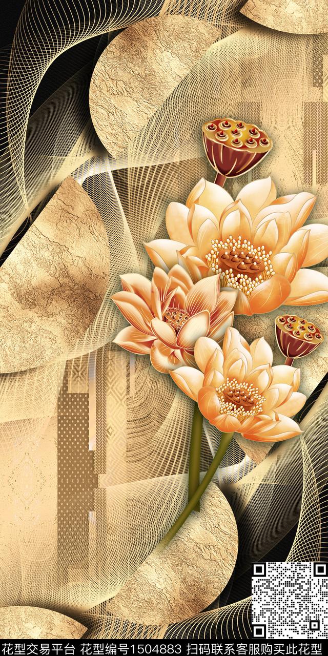 定位花香云纱大花数码印花华亿平台下载（图片编号: 1504883） - 瓦栏（Walan）