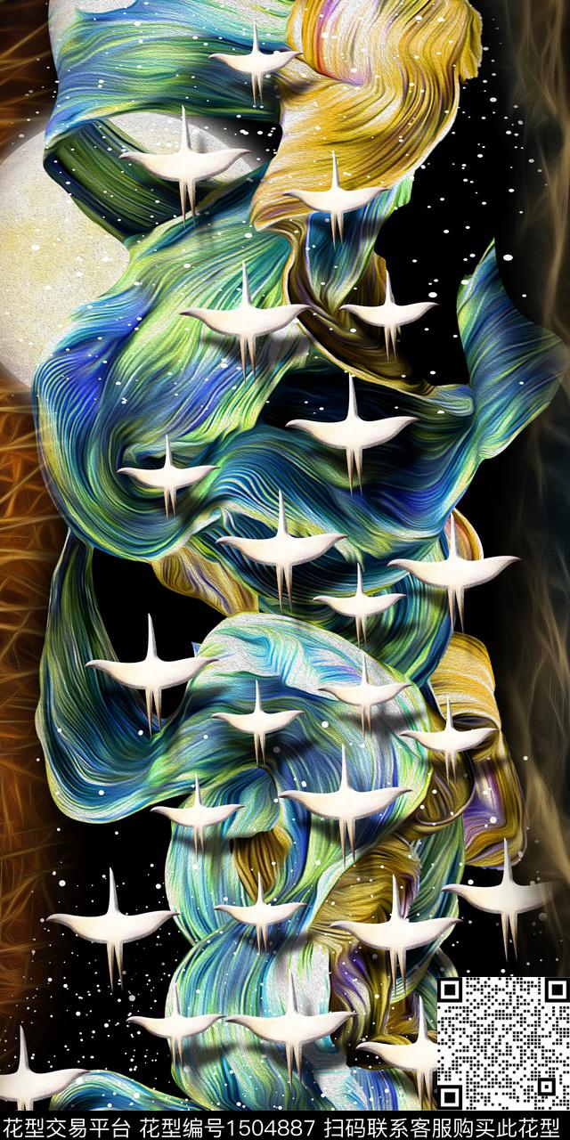 抽象真丝清晰数码印花华亿平台下载（图片编号: 1504887） - 瓦栏（Walan）