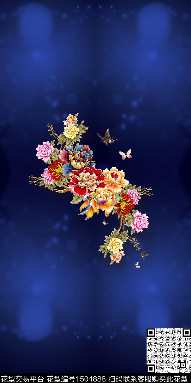 定位花香云纱大花数码印花华亿平台下载（图片编号: 1504888） - 瓦栏（Walan）