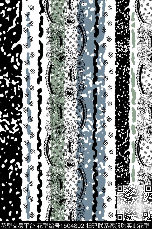 线条几何年轻女性数码印花华亿平台下载（图片编号: 1504892） - 瓦栏（Walan）