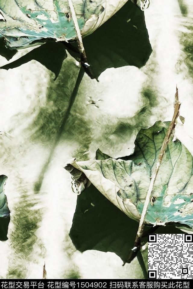 配饰残荷中国风数码印花华亿平台下载（图片编号: 1504902） - 瓦栏（Walan）