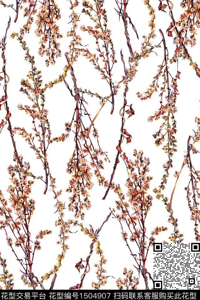 年轻女性抽象植物数码印花华亿平台下载（图片编号: 1504907） - 瓦栏（Walan）