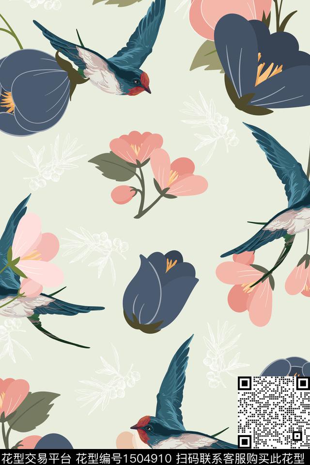 动物花卉花鸟复古数码印花华亿平台下载（图片编号: 1504910） - 瓦栏（Walan）
