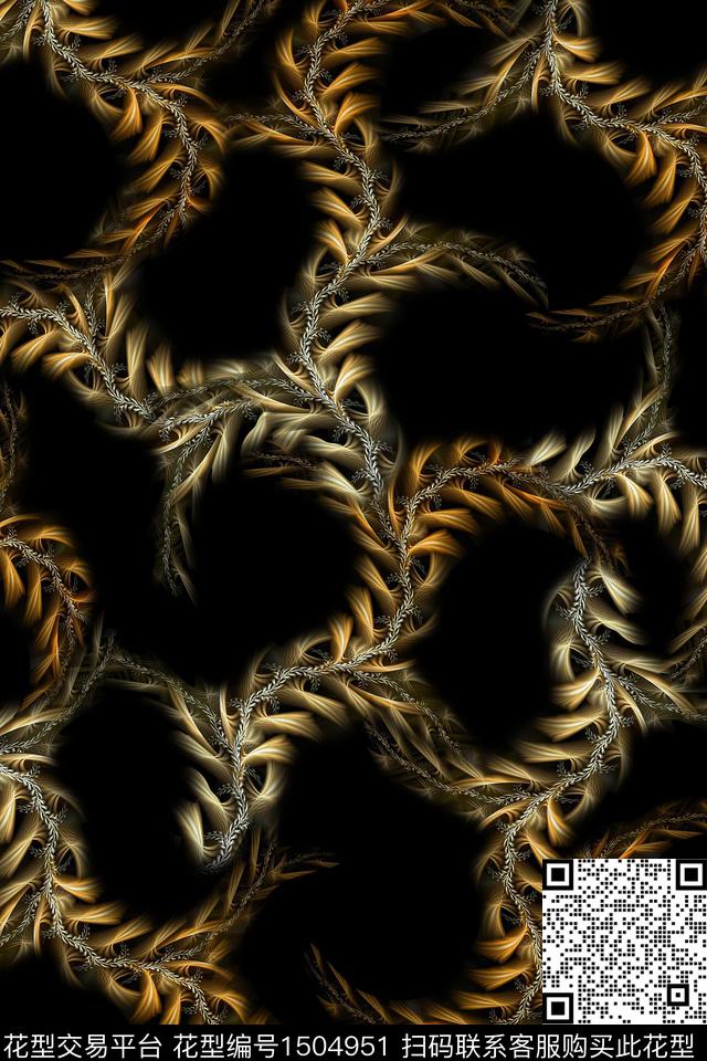 时尚抽象真丝数码印花华亿平台下载（图片编号: 1504951） - 瓦栏（Walan）