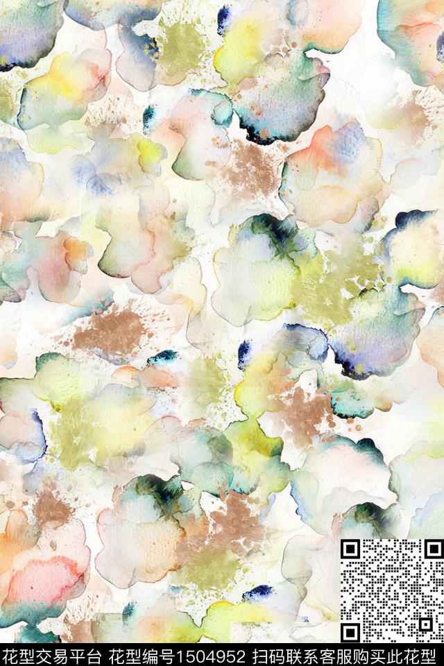 抽象小清新真丝数码印花华亿平台下载（图片编号: 1504952） - 瓦栏（Walan）