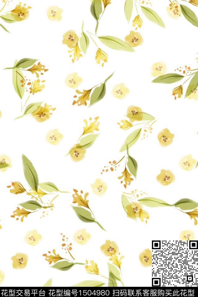 清爽底花卉花卉大牌风数码印花华亿平台下载（图片编号: 1504980） - 瓦栏（Walan）