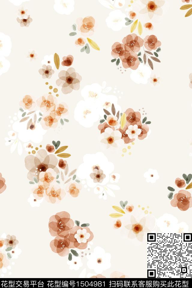 清爽底花卉花卉大牌风数码印花华亿平台下载（图片编号: 1504981） - 瓦栏（Walan）