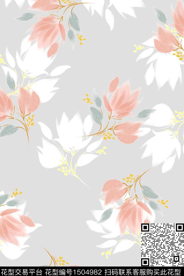 清爽底花卉花卉大牌风数码印花华亿平台下载（图片编号: 1504982） - 瓦栏（Walan）
