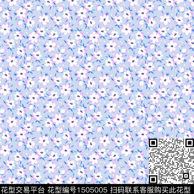 花卉雪纺满版散花数码印花华亿平台下载（图片编号: 1505005） - 瓦栏（Walan）