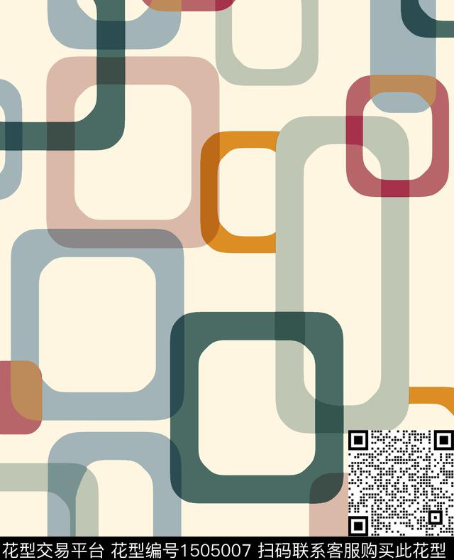 格子几何大牌风数码印花华亿平台下载（图片编号: 1505007） - 瓦栏（Walan）