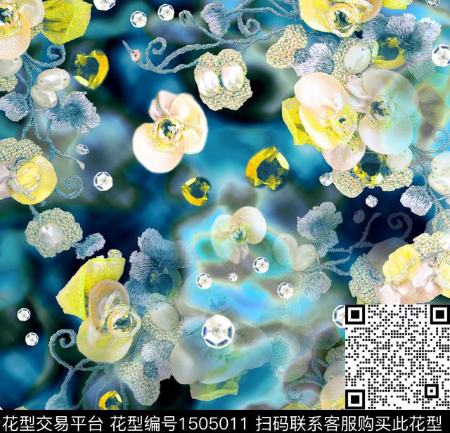 珠宝宝石大牌风小碎花数码印花华亿平台下载（图片编号: 1505011） - 瓦栏（Walan）