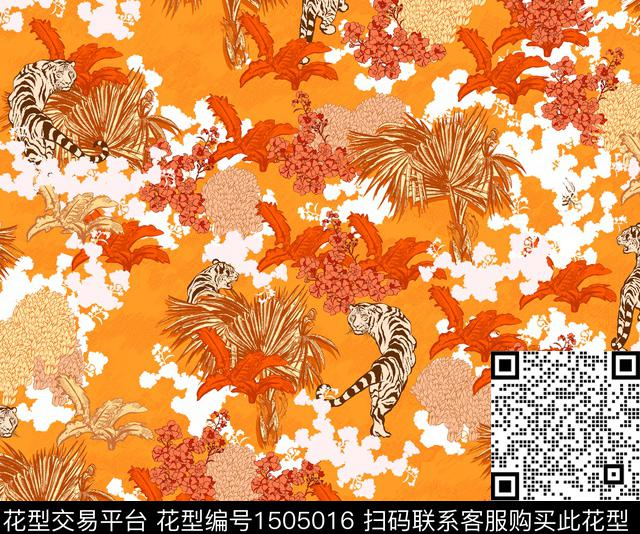 老虎动物大牌风数码印花华亿平台下载（图片编号: 1505016） - 瓦栏（Walan）