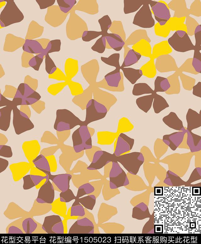 几何花卉大牌风数码印花华亿平台下载（图片编号: 1505023） - 瓦栏（Walan）