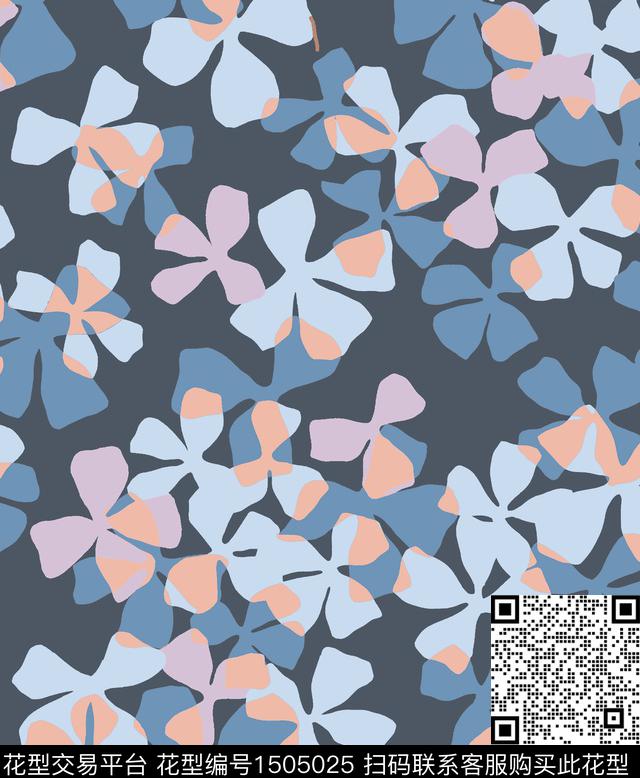 几何花卉大牌风数码印花华亿平台下载（图片编号: 1505025） - 瓦栏（Walan）