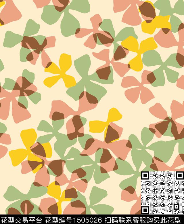 几何花卉大牌风数码印花华亿平台下载（图片编号: 1505026） - 瓦栏（Walan）