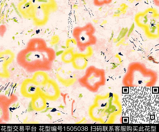 花卉大牌风可爱数码印花华亿平台下载（图片编号: 1505038） - 瓦栏（Walan）