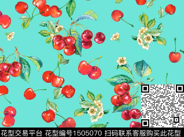 水果樱桃花卉数码印花华亿平台下载（图片编号: 1505070） - 瓦栏（Walan）