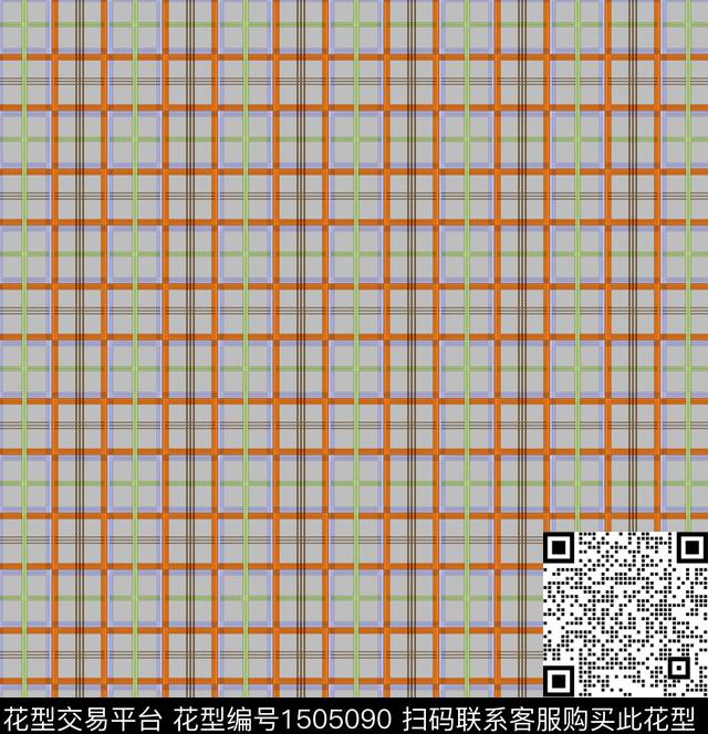 线条大牌风格子数码印花华亿平台下载（图片编号: 1505090） - 瓦栏（Walan）