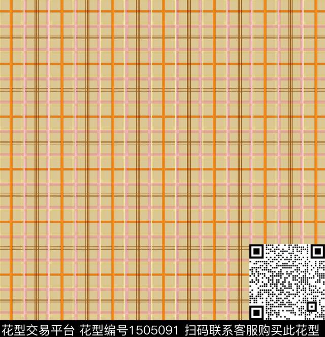 线条大牌风格子数码印花华亿平台下载（图片编号: 1505091） - 瓦栏（Walan）