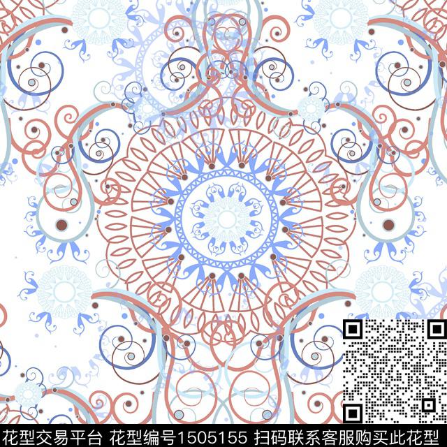 几何花卉简约雪纺数码印花华亿平台下载（图片编号: 1505155） - 瓦栏（Walan）