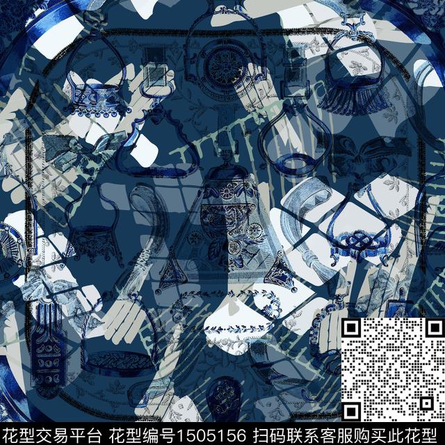 炫彩几何花卉简约数码印花华亿平台下载（图片编号: 1505156） - 瓦栏（Walan）