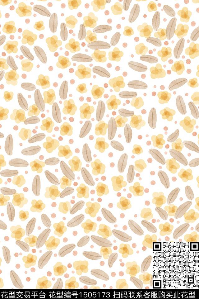 花卉大牌风小清新数码印花华亿平台下载（图片编号: 1505173） - 瓦栏（Walan）