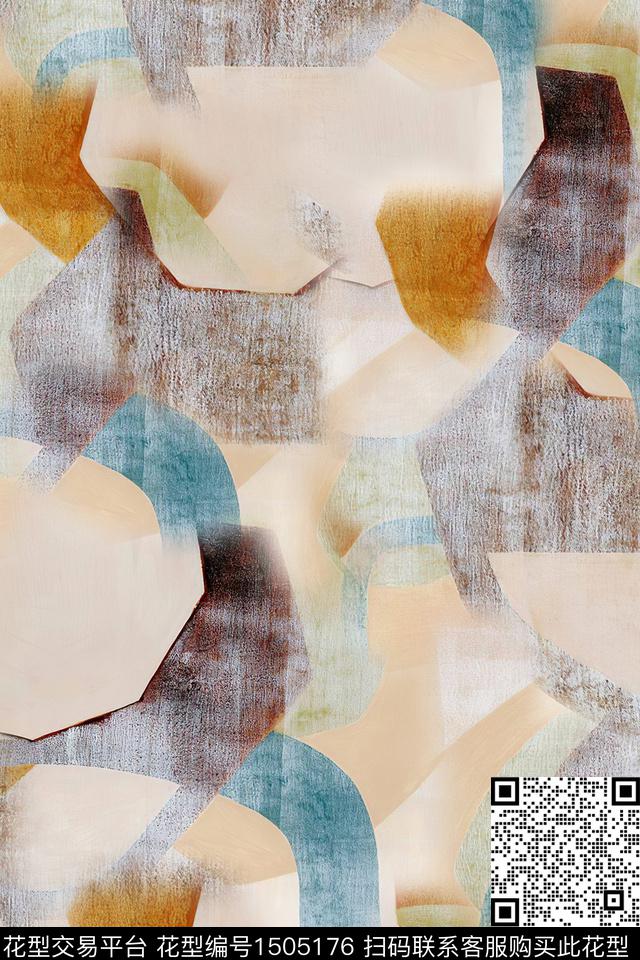 抽象小清新真丝数码印花华亿平台下载（图片编号: 1505176） - 瓦栏（Walan）