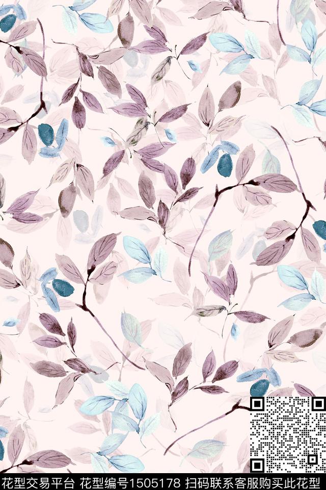 花卉小清新真丝数码印花华亿平台下载（图片编号: 1505178） - 瓦栏（Walan）