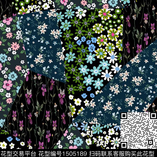 花卉真丝混合拼接数码印花华亿平台下载（图片编号: 1505189） - 瓦栏（Walan）
